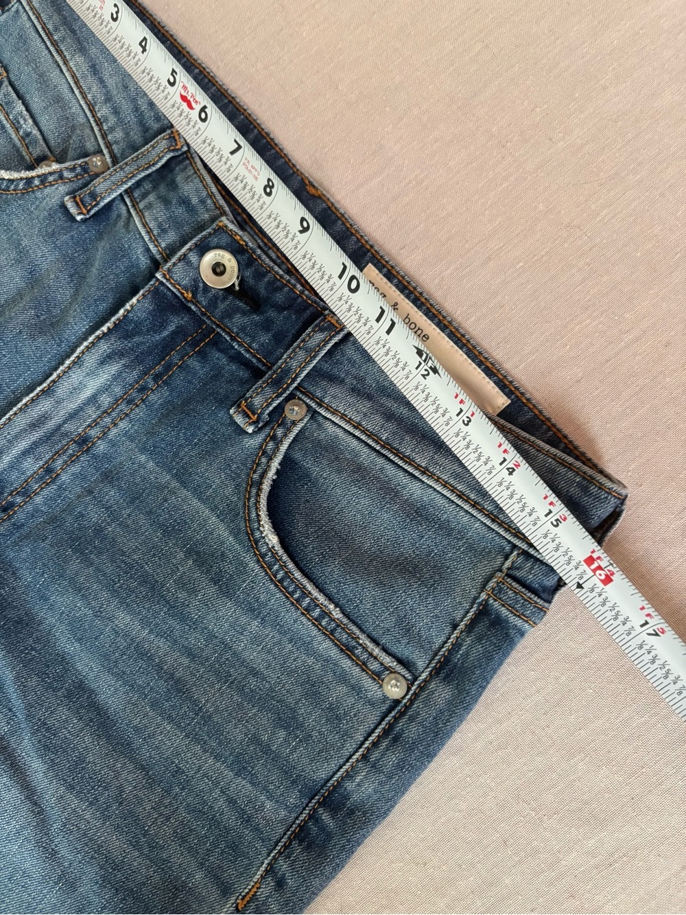 Rag & Bone Nina High Rise Flare Jeans Clean Mick Wash Size 30 Full Length Denim - Picture 9 of 12